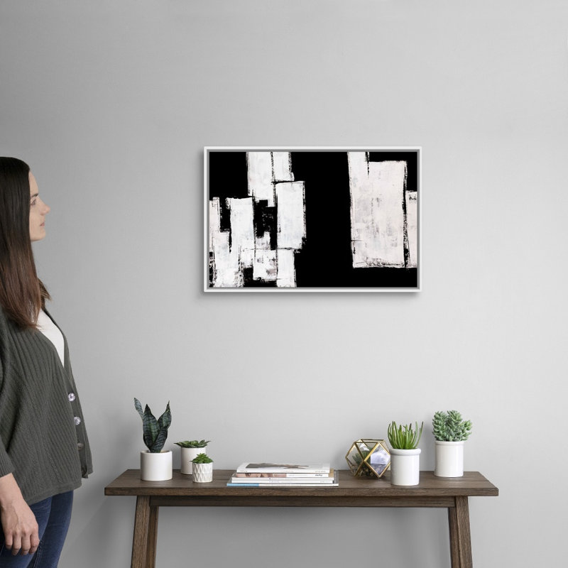 « Break Down » par Brent Abe-impression d’art graphique sur toile, Cadre flottant blanc, H 18 po x l 26 po x P 1,75 po