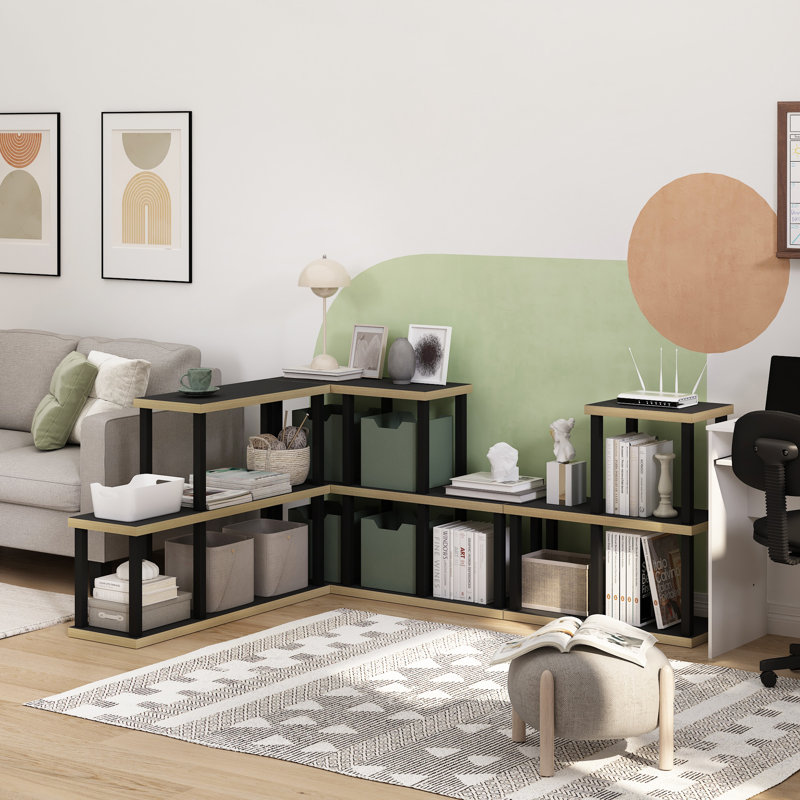 Bonilla-Rivera Step Bookcase, (3 Shelves) 28"H x 29.3"W x 11.6"D