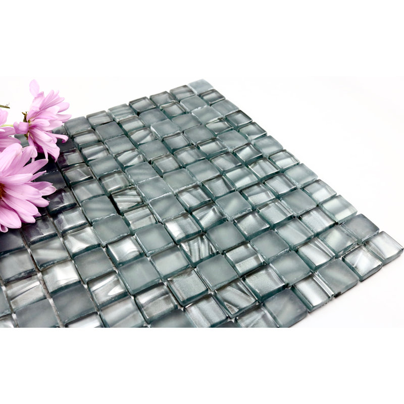 Bella Glass Grid Mosaic Wall & Floor Tile, Gray