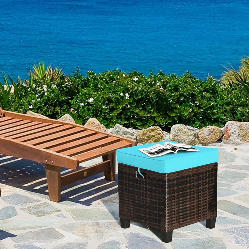 Repose-pieds d'extérieur avec coussin amovible 2 pièces Ben-Charles, Turquoise