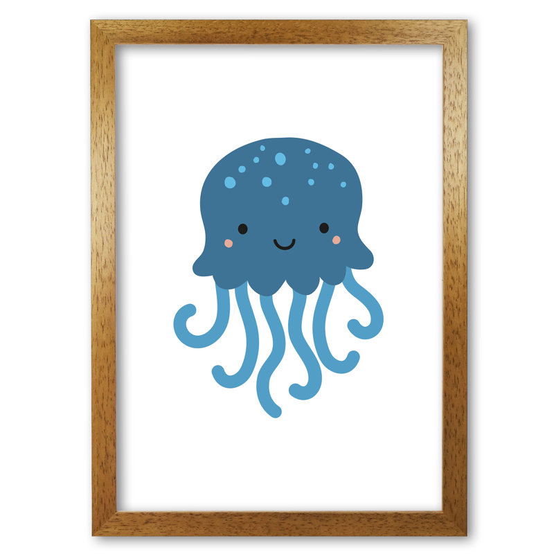 Children's Animals, Jellyfish - Print, Honey Oak Frame, 85 cm H x 60 cm W x 5 cm D