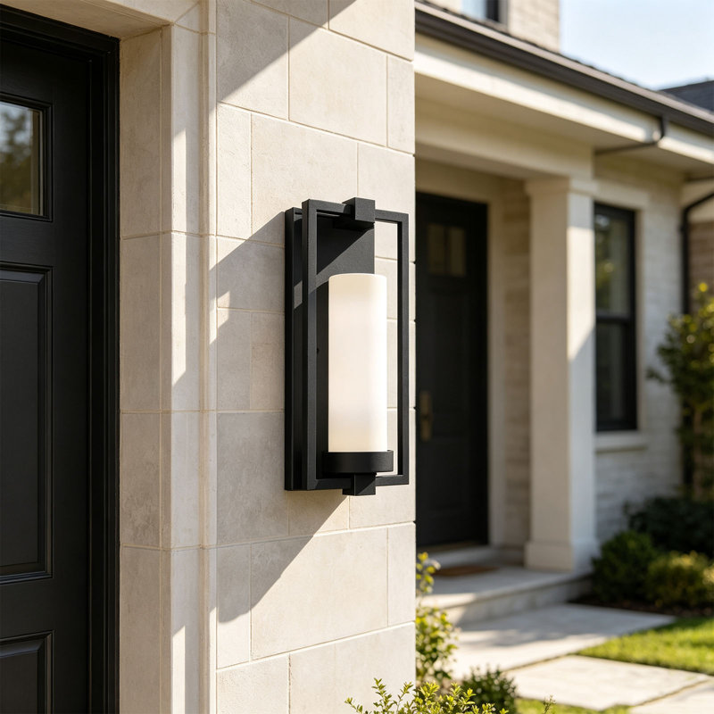 15 Inch 2 Pack Black Modern Outdoor Wall Sconce Lights