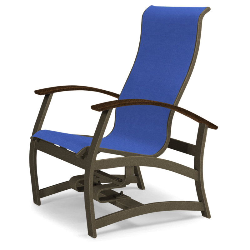 Belle Isle Outdoor Armchair, Kona P10, Textured Beachwood, Atlantis Royal Blue Sunbrella®