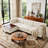4 - Piece Upholstered Beige Tufted Corduroy Modular Sectional with Pillow Back and Removable Flip-Tray Top Storage Ottoman-1624904047