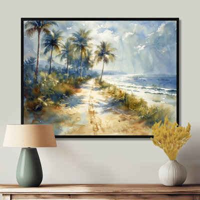 Reproduction d'art sur toile, "Palmiers bleus et verts", "Coastal Breeze VI"