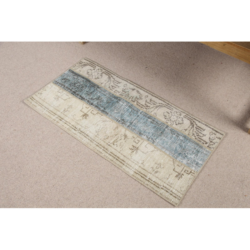 Tapis turc rétro de style Oushak en laine beige pour rehausser l'esthétique du salon