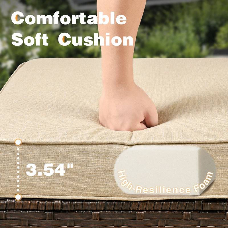 Repose-pieds d'extérieur en osier Eaker, Beige