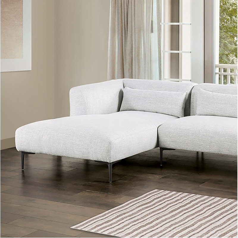 Fryee L-shaped Sectional, Light Gray Cotton, Left Hand Facing