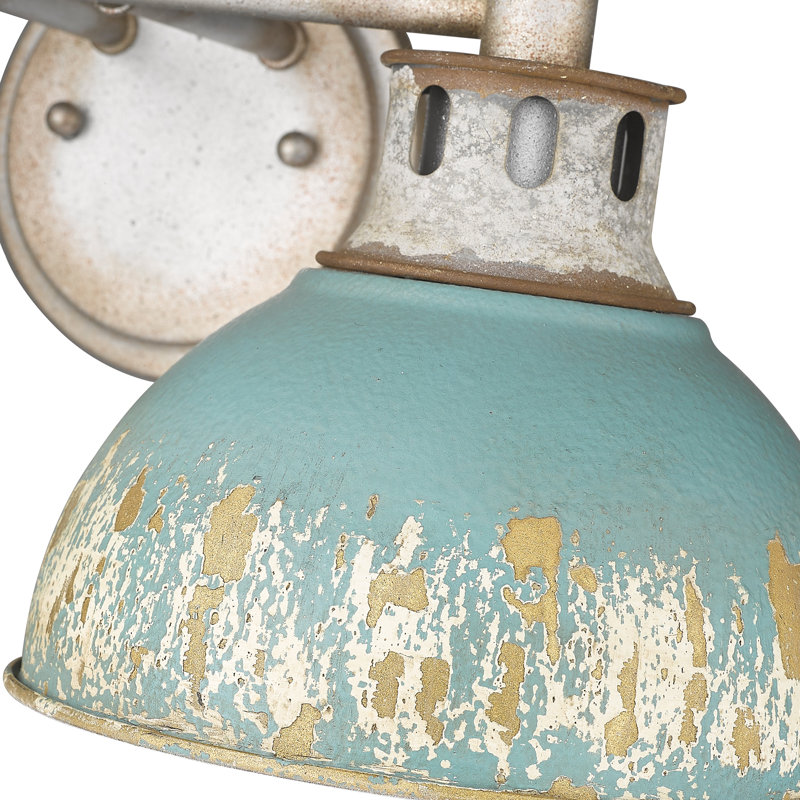 Antique Teal Galvanized Steel 2-Light Dimmable Vanity Fixture