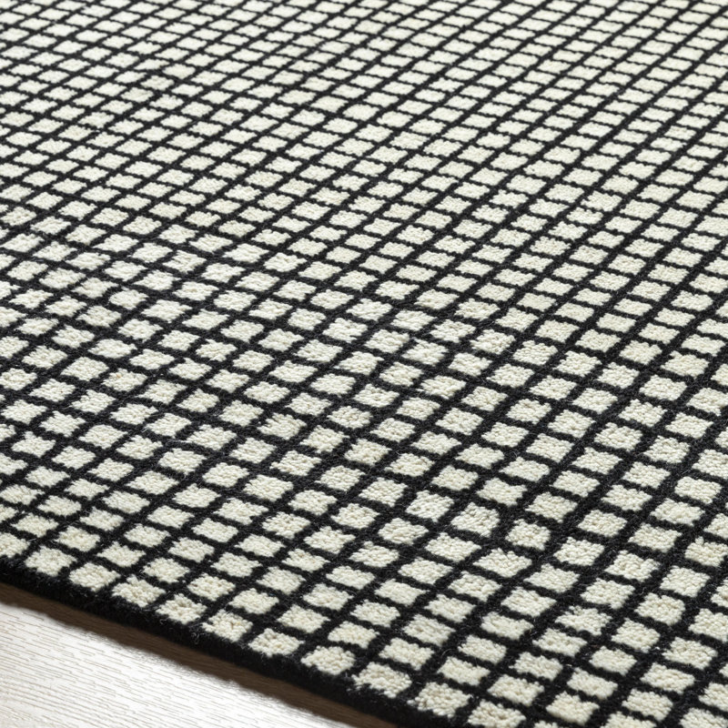 Damier Wool Checkered Area Rug, Rectangle 2' x 3'