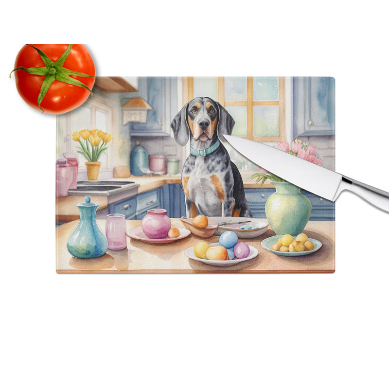 Decorating Easter Bluetick Coonhound Glass Cutting Board