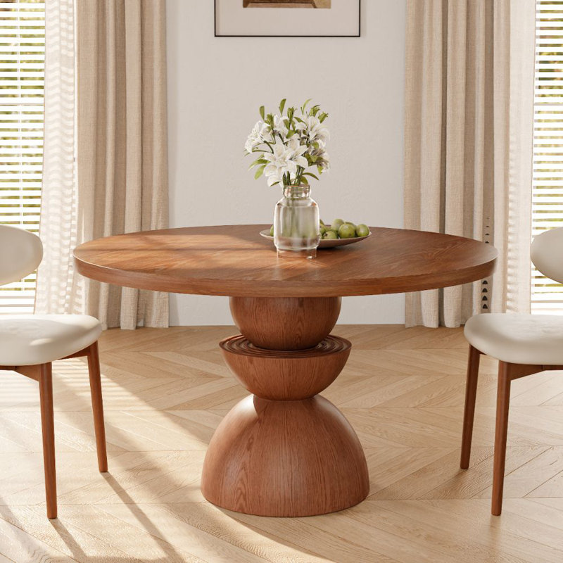 Breakfast Dining Table Solid Wood, Solid Wood, Brown, 29.52"H x 39.37"L x 39.37"W