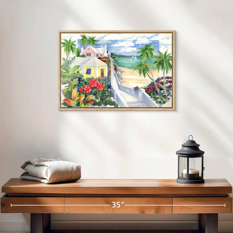 Island Cliff, Cadre flottant en bois naturel, 19 po x 13 po