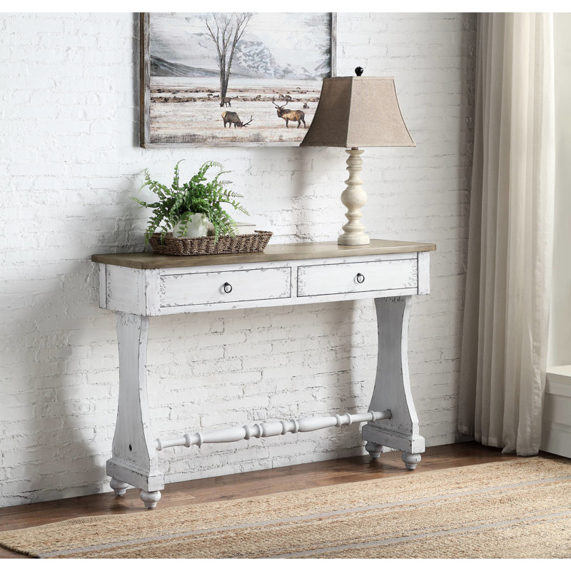 Table d'appoint rectangulaire blanche avec 2 tiroirs de rangement et un tiroir de plancher Kd