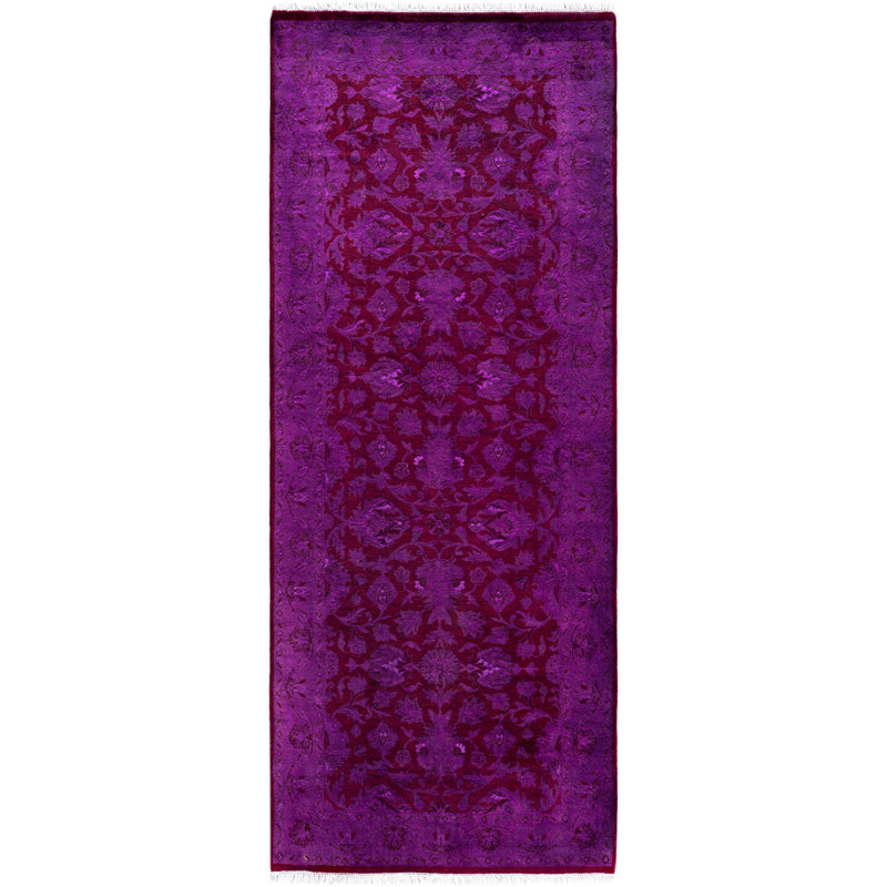 Overdyed Hand-Knotted Wool Modern-Contemporary Purple Runner 2' 8" x 6' 7"