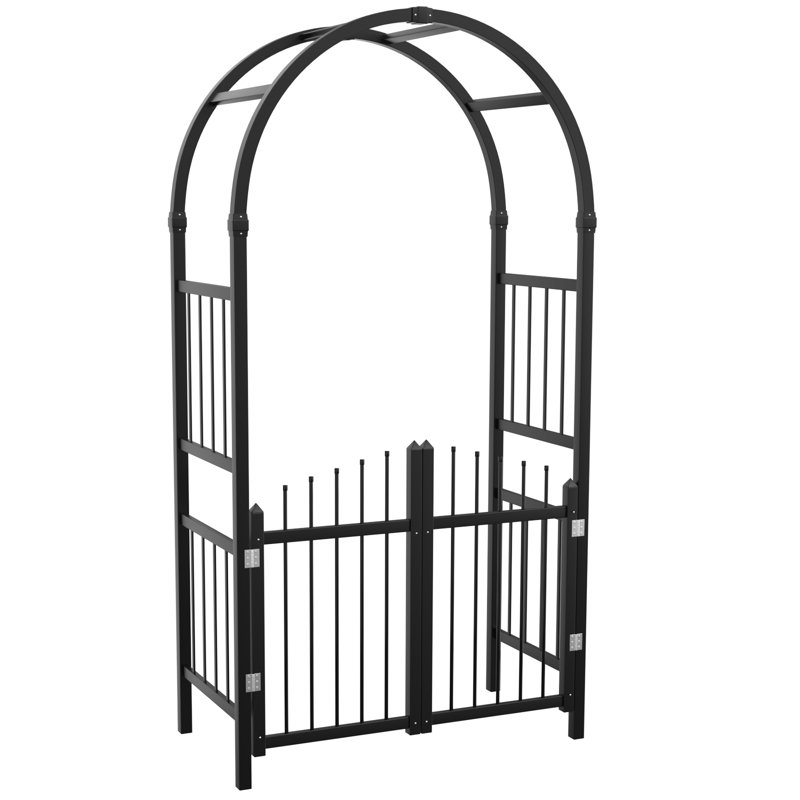 86 po Tonnelle de jardin en PVC avec barrière , Noir