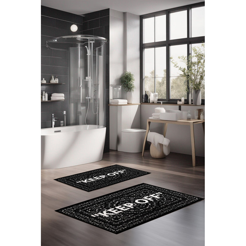 Eakly Luxury Bathmat Set (2 Pieces), 100% Polyester, 16.0 x 23.6 inches & 23.6 x 39.4 inches | Non-Slip Antibacterial Design, 0.3 in Pile Height | Machine Washable, Durable & Easy to Clean | Ideal for Bathroom Décor