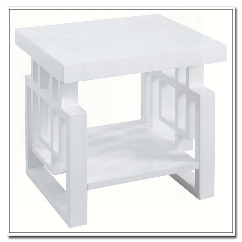 High Glossy White Rectangular End Table