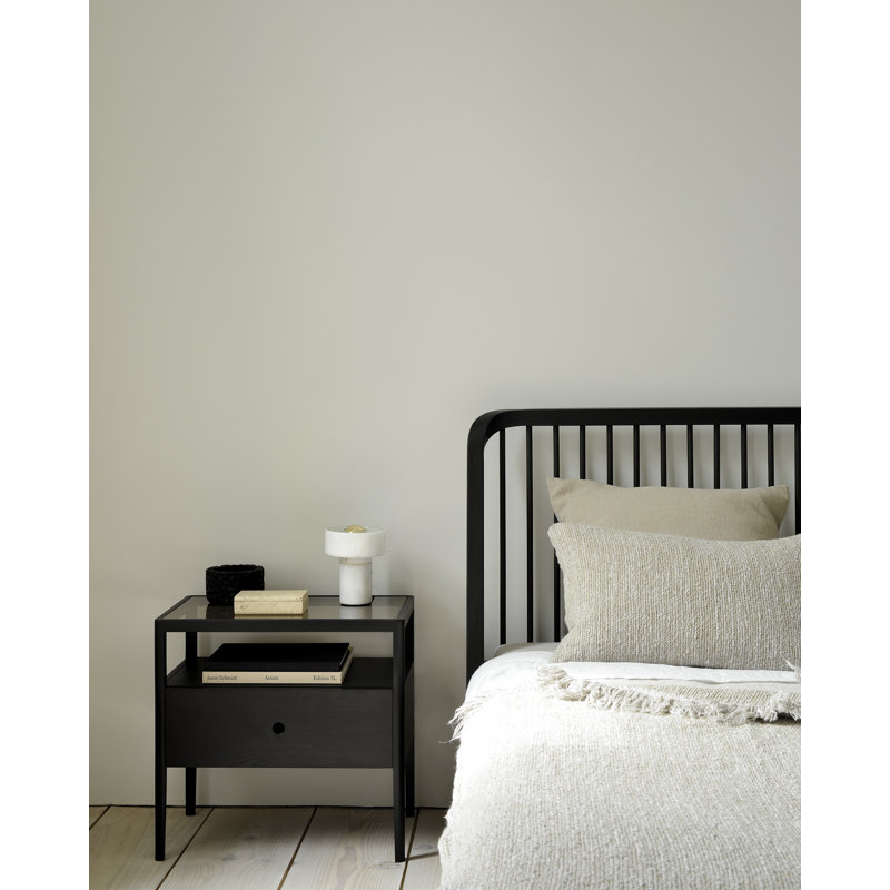 Spindle 1 - Drawer Solid Wood Nightstand, Black
