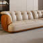 Canapé modulaire en cuir véritable kaki et orange-1091208525-1091208527