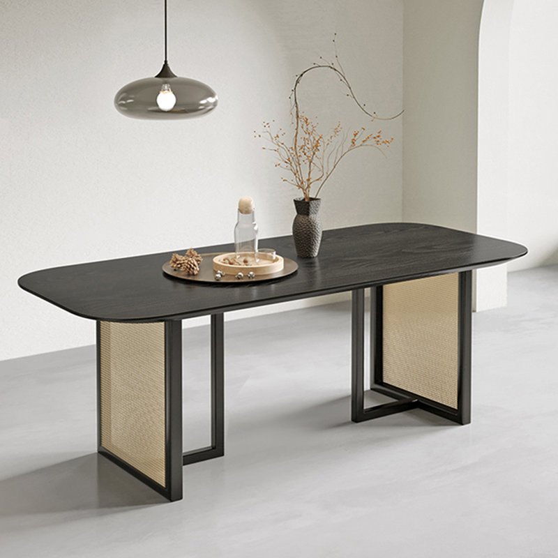 Table de salle à manger Burlywood, Noir, H 29,53 po x L 62,99 po x l 31,50 po