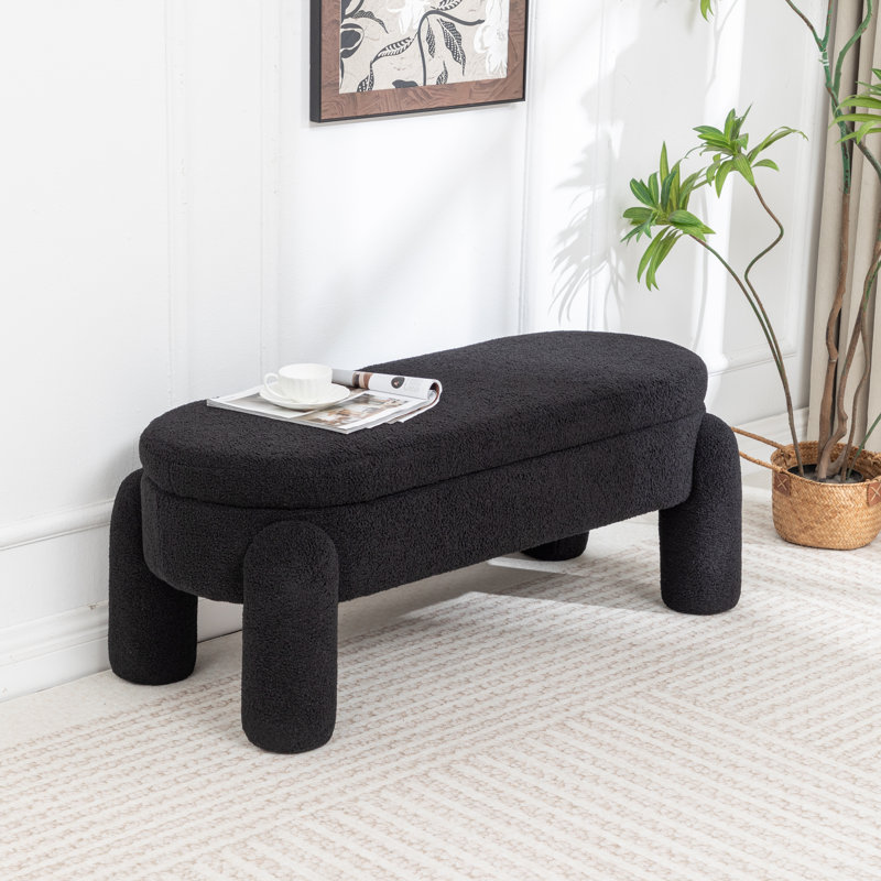 Upholstered Flip Top Storage Bench For End Of Bed, Black