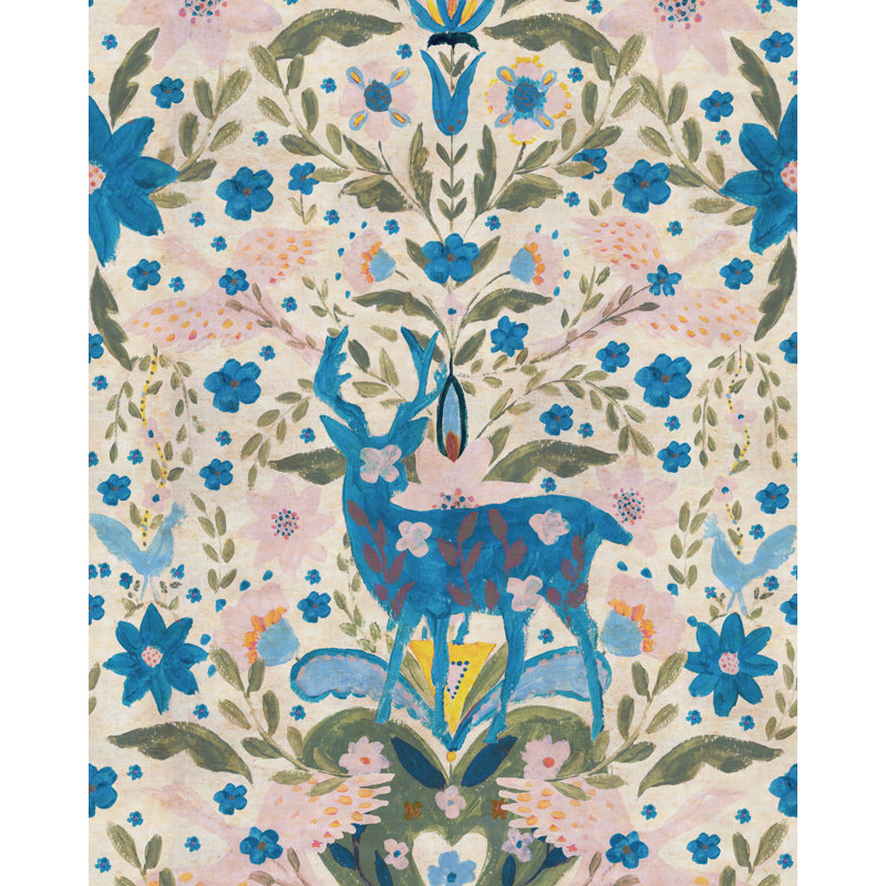 Tyrol Apres-Ski Home Floral Wallpaper Roll, Beige/Blue/Green/Pink