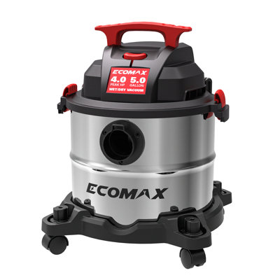 ECOMAX Shop Vacuum Wet and Dry 5 Gallon 4 HP Stainless Steel Wet Dry Vac with Powerful Suction and Blowing Function, Portable 3 in 1 Shop Vacuum for Home, Garage, Car, Jobsite and Workshop, EM18115