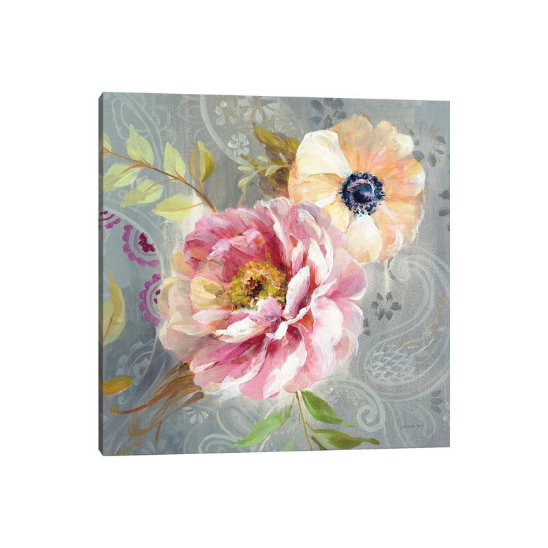 Peonies And Paisley III by Danhui Nai - Wrapped Canvas Painting, 45.72 cm H x 45.72 cm W