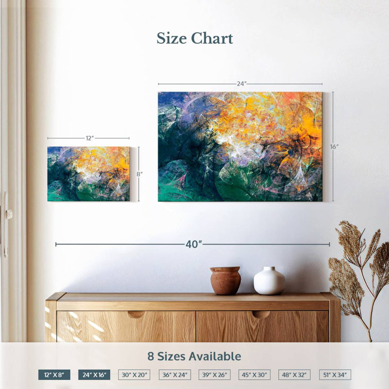 Abstrait artistique vert Avery, H 16 po x l 24 po