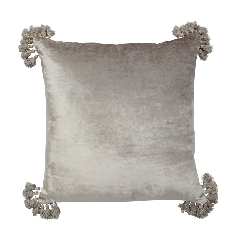 Raj Velvet Square Pillow Cover & Insert, Slate Blue