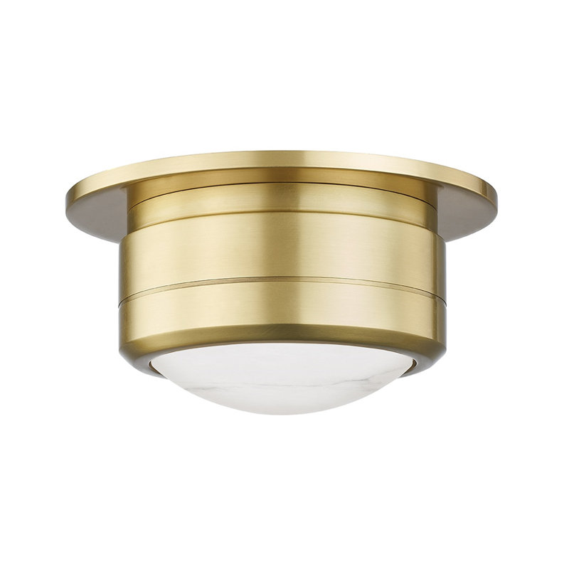 Greenport Glass LED Flush Mount, Aged Brass