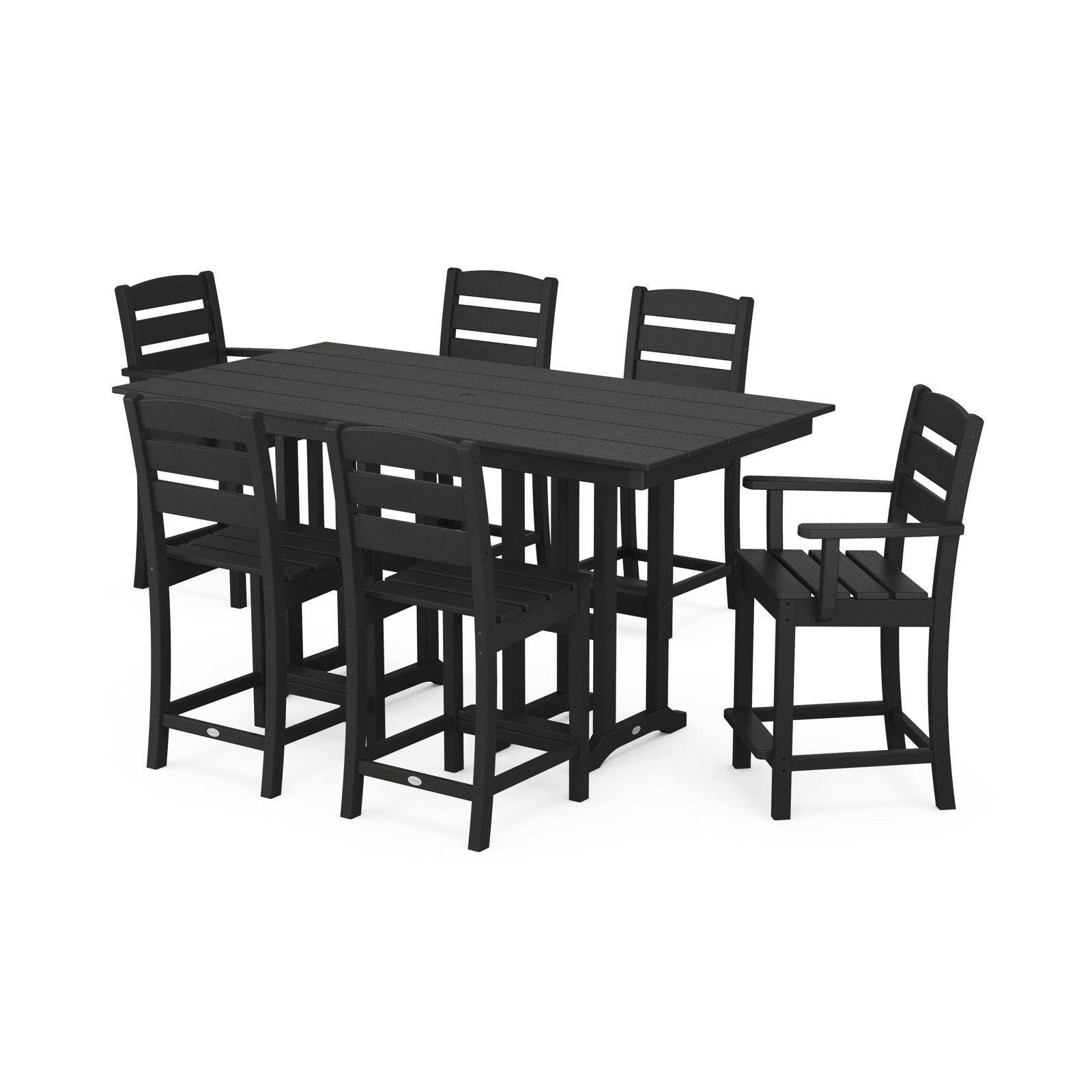 POLYWOOD® Lakeside 72" Patio Dining Set, Black