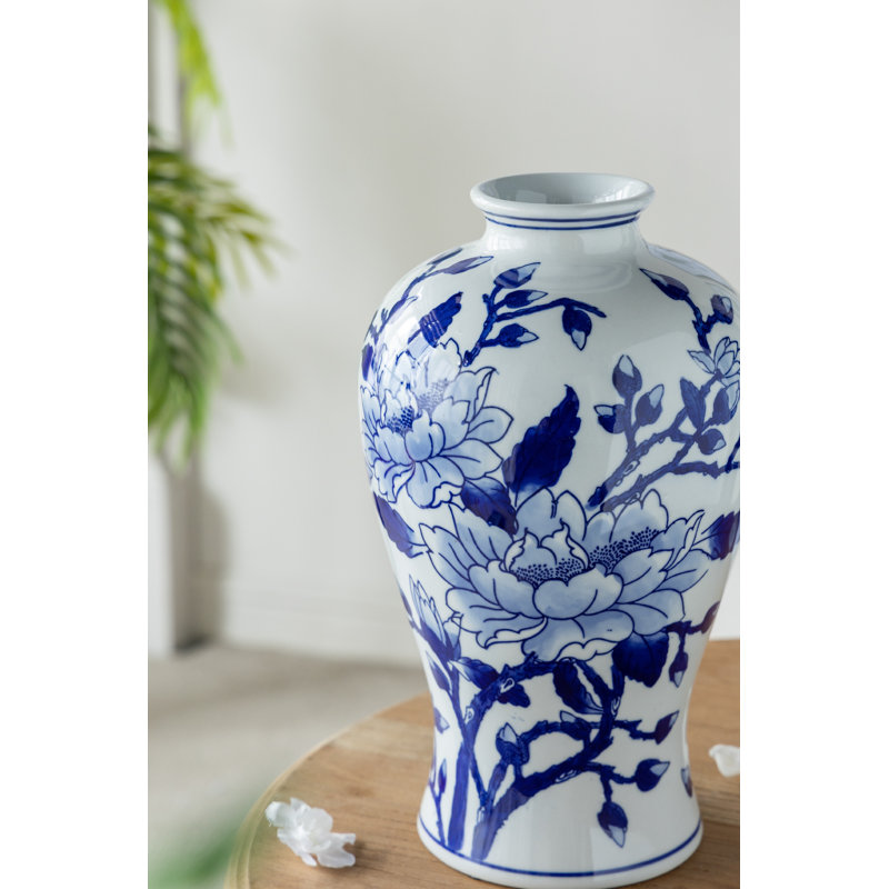 Vase de table en céramique / porcelaine Derrius, H 13 po x l 8 po x P 8 po
