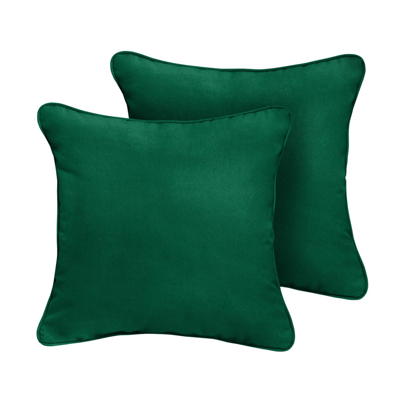 Hansah Outdoor Square Pillow Cover & Insert, 18" H x 18" W x 6" D, Sunbrella Canvas Teal