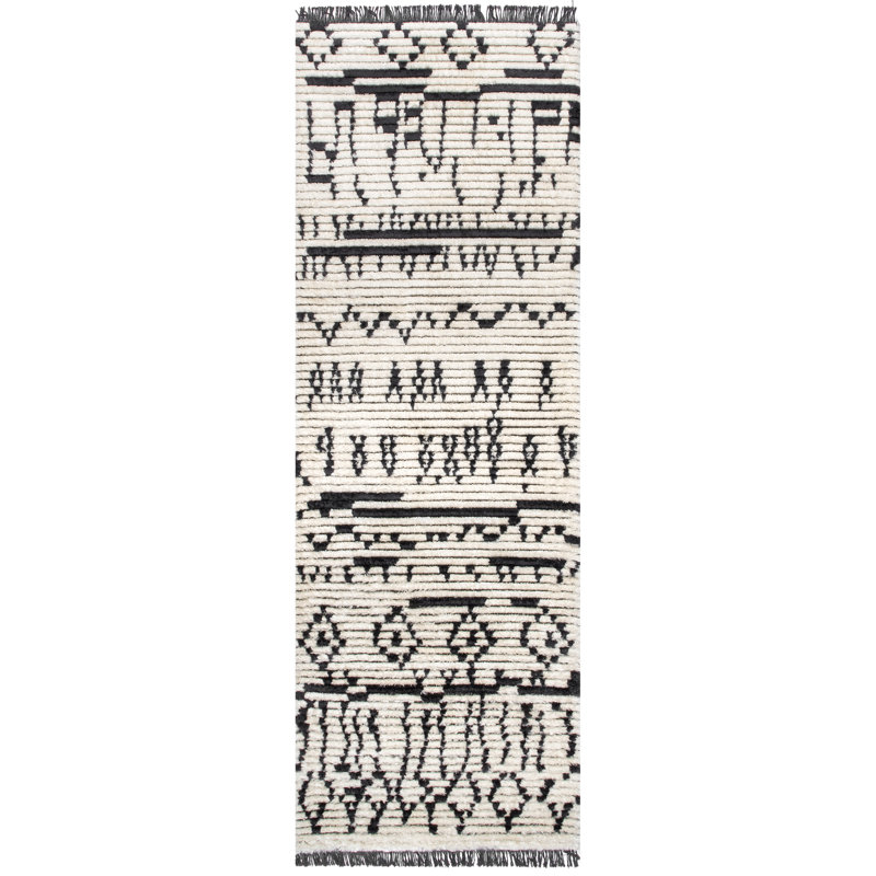 Power Loom Performance Beige/Charcoal Gray Rug, Runner 2'8" x 8'