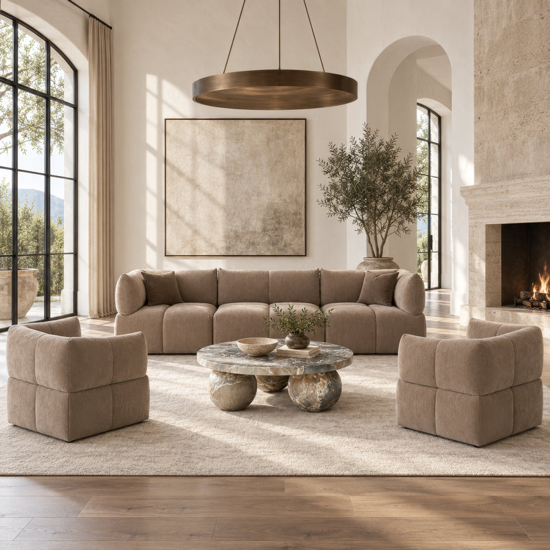 Marisol Taupe Fabric Modular Sectional Sofa