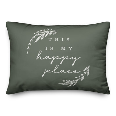 Happy Place Navy Outdoor Throw Pillow