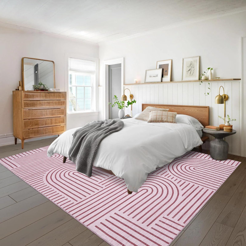 Machine Printed Area Rug, Pink, Rectangle 160 x 230 cm
