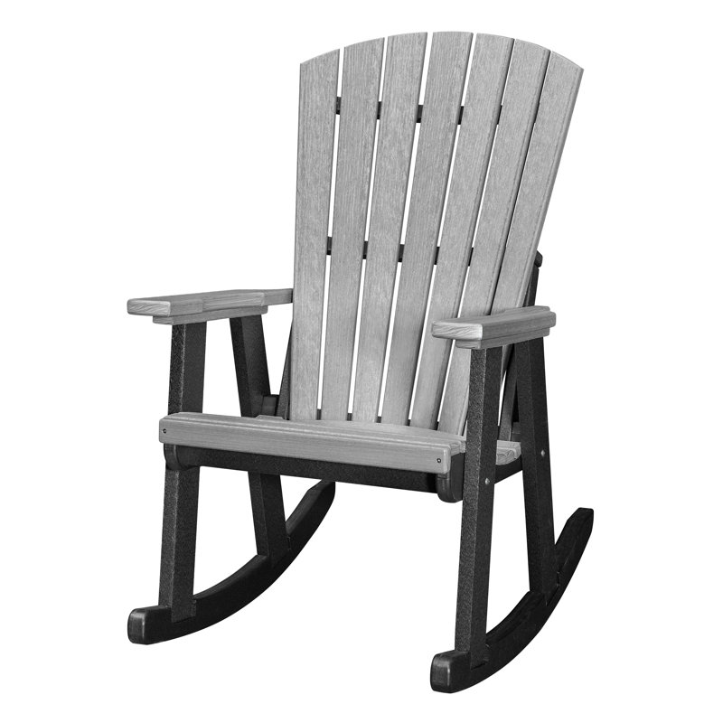 Beraud Outdoor Adirondack Chair, Light Gray/Black