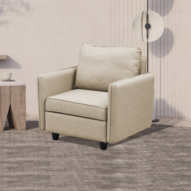 Fauteuil club de 36 po de largeur, Mélange de lin beige