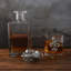 Glass Whiskey Decanter Fleur de Lis with Pair of Glasses