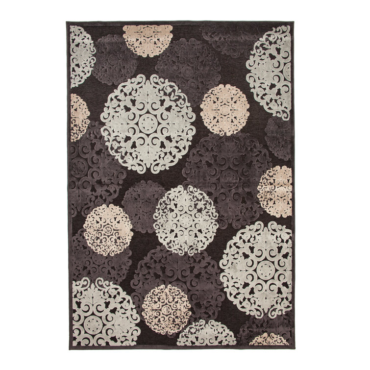 Tapis gris anthracite / beige / bleu clair Baxter