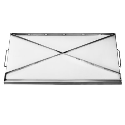 Plaque chauffante universelle en acier inoxydable 32 x 16 po pour barbecue, égouttoir et évacuation des graisses, parois latérales performantes pour une cuisson à haute température pour sécuriser les aliments, utilisation durable