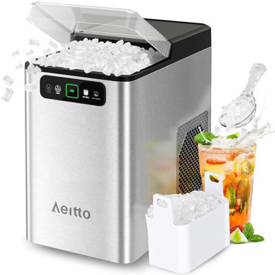 Aeitto Bullet Ice Maker Countertop, Pellet Ice Machine, silver