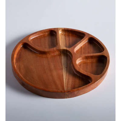 Plateau de service divisé en bois d'acacia sculpté