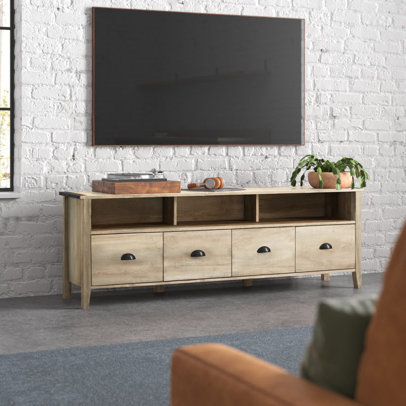 Hedy 70" 4-Drawer TV Stand, White Oak