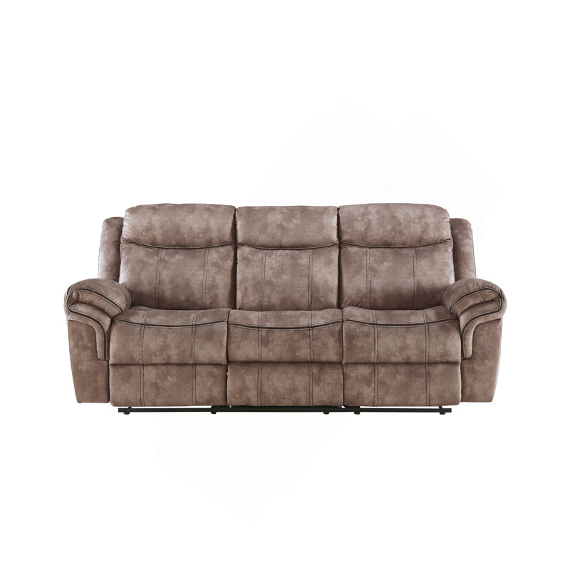 Canapé inclinable en velours chocolat deux tons Zubaida avec port USB et table rabattable, Chocolat