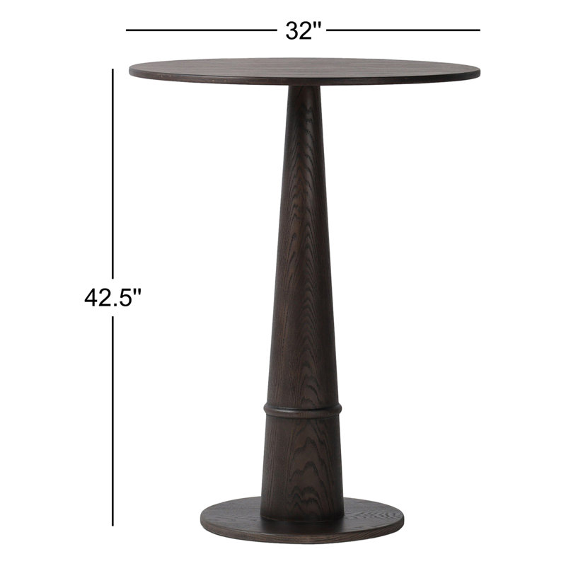 Goetz Bar Table-Brown Oak-Bar, 42.5" H x 32" L x 32" W, Brown Oak Veneer