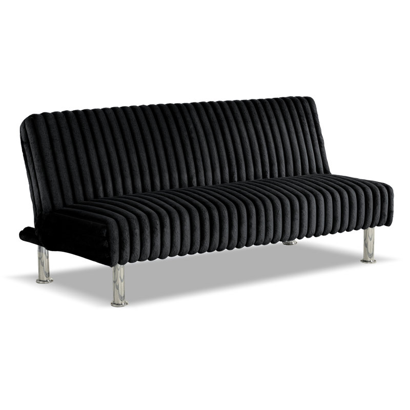 Louinord Futon Sofa Bed, Black Chenille